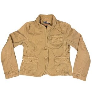 Polo Jeans Co Ralph Lauren Womens Khaki Cotton Utility Blazer Jacket Tan Size M